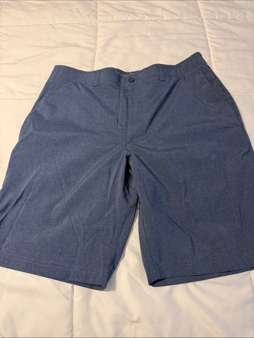 Men's Slate Blue Flat Front Shorts - [Brand]